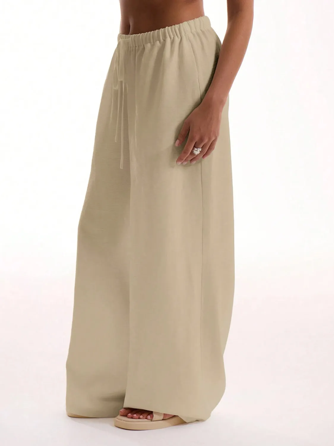 Drawstring Wide Leg Pants