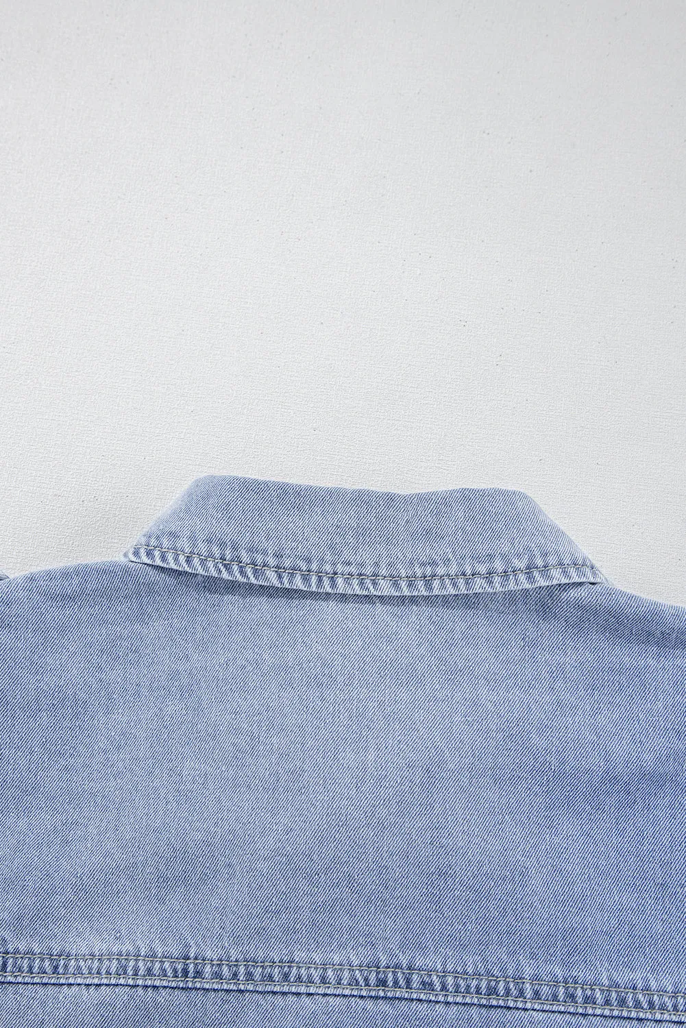 Dusk Blue Denim Pinup Folded Cap Sleeve Shirt