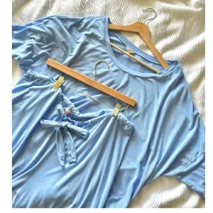 Eberjey Gisele Baby Blue Tencel Modal Slouchy PJ Set