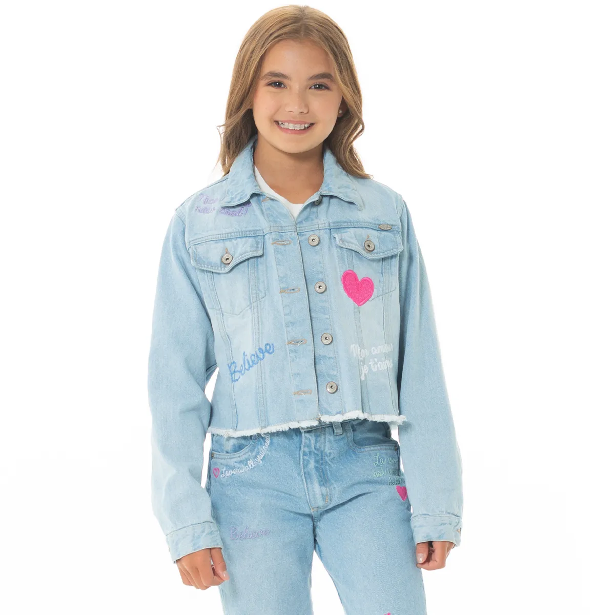 EMBROIDERED DENIM JACKET FOR GIRLS