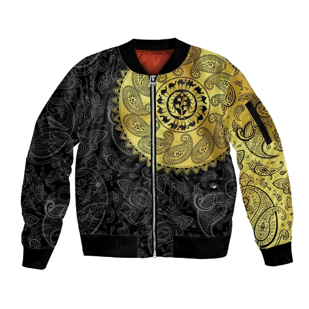 Eritrea African Tribal Mix Paisley Pattern Sleeve Zip Bomber Jacket Chest Arm Tattoo LT15