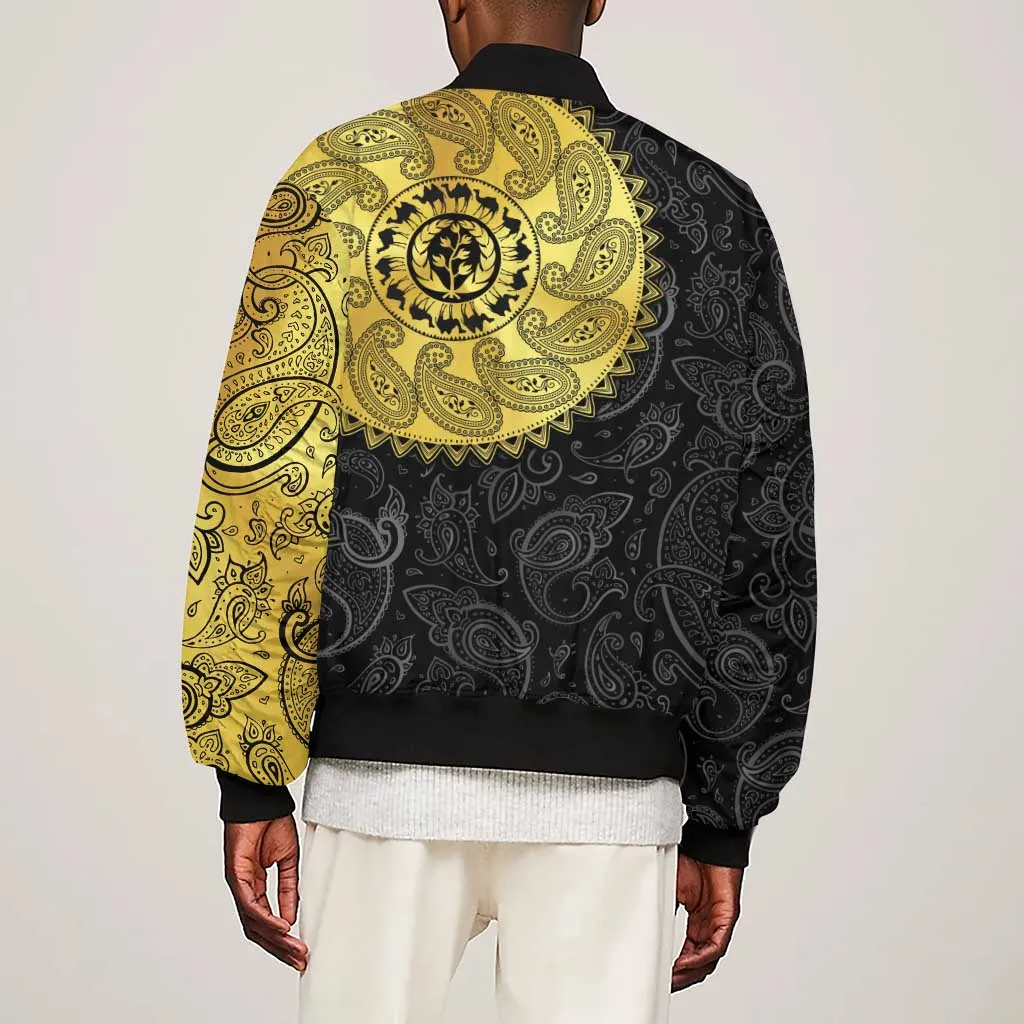 Eritrea African Tribal Mix Paisley Pattern Sleeve Zip Bomber Jacket Chest Arm Tattoo LT15
