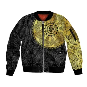 Eritrea African Tribal Mix Paisley Pattern Sleeve Zip Bomber Jacket Chest Arm Tattoo LT15