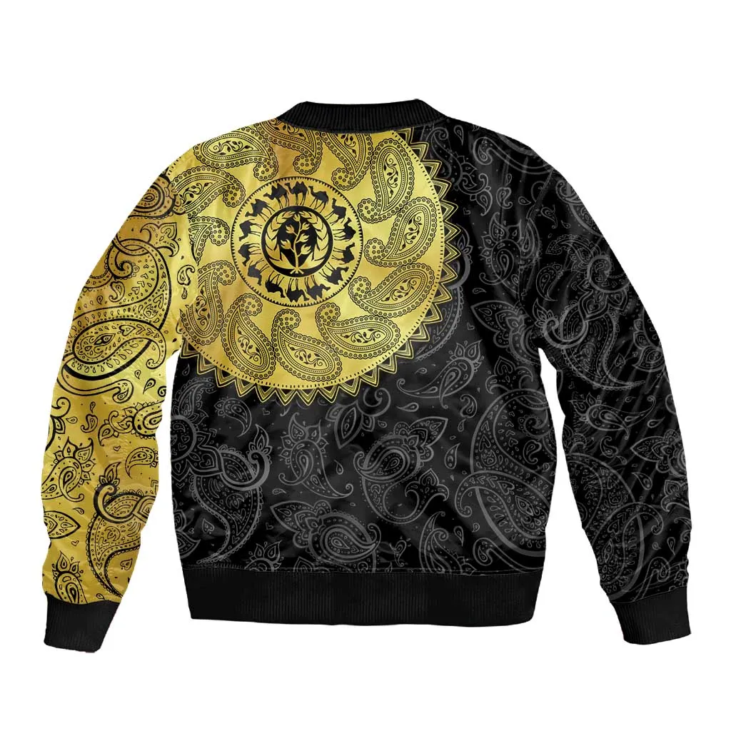 Eritrea African Tribal Mix Paisley Pattern Sleeve Zip Bomber Jacket Chest Arm Tattoo LT15