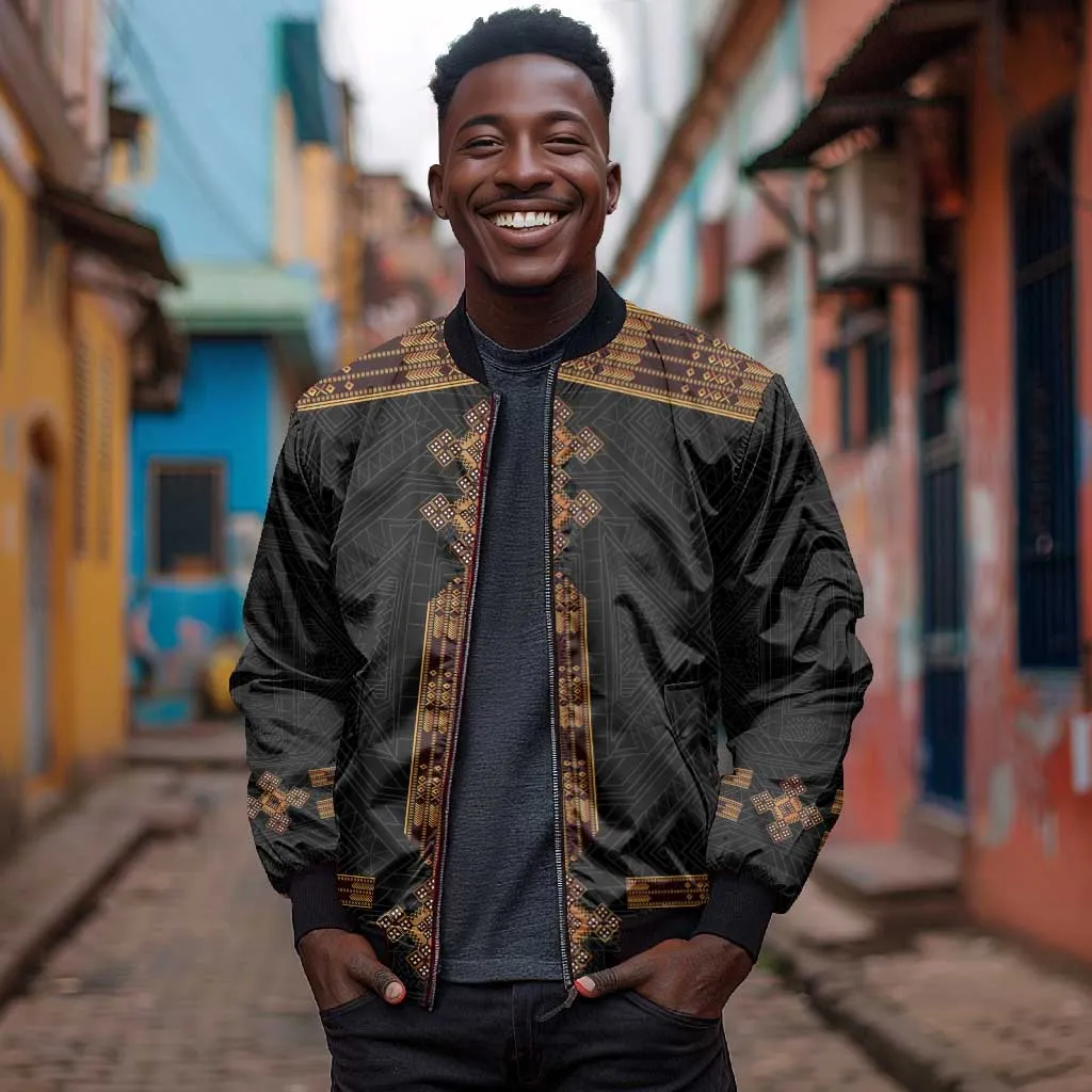 Eritrea Bomber Jacket Tilet Habesha Style - Black LT7