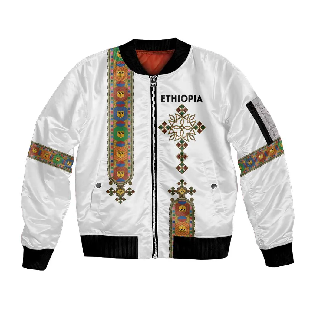 Ethiopia Saba Kemis Sleeve Zip Bomber Jacket Lion Of Judah LT15