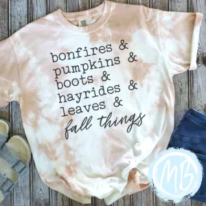Fall Things Tie Dye Tee or Sweatshirt