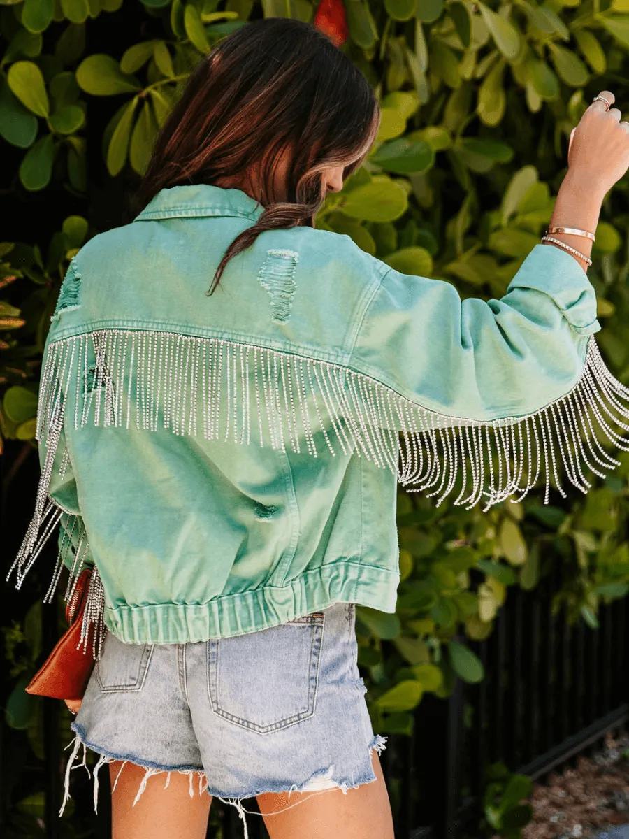 Fiesta Life Curtain Fringe Denim Jacket