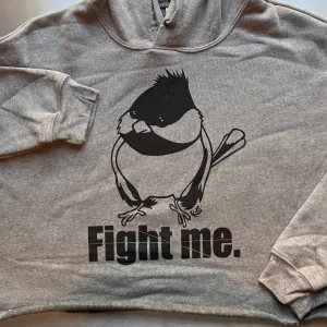 Fight Me One Color Gray Crop Hoodie by Krista Campbell
