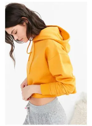 Fleece Crop pull Over Plan Hoodie 213