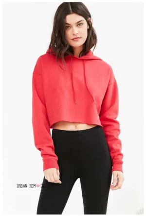 Fleece Crop pull Over Plan Hoodie 576