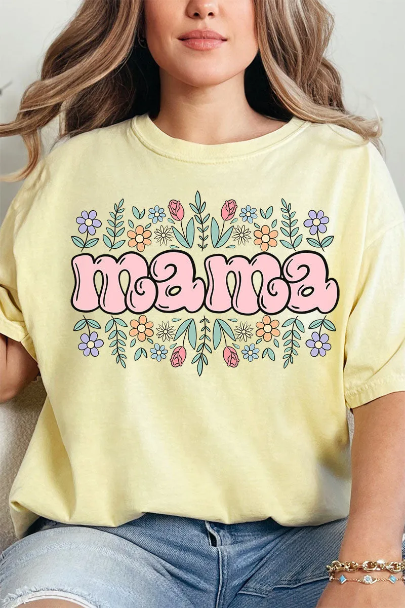 Floral Bubble Mama Comfort Colors Adult Ring-Spun Cotton Tee