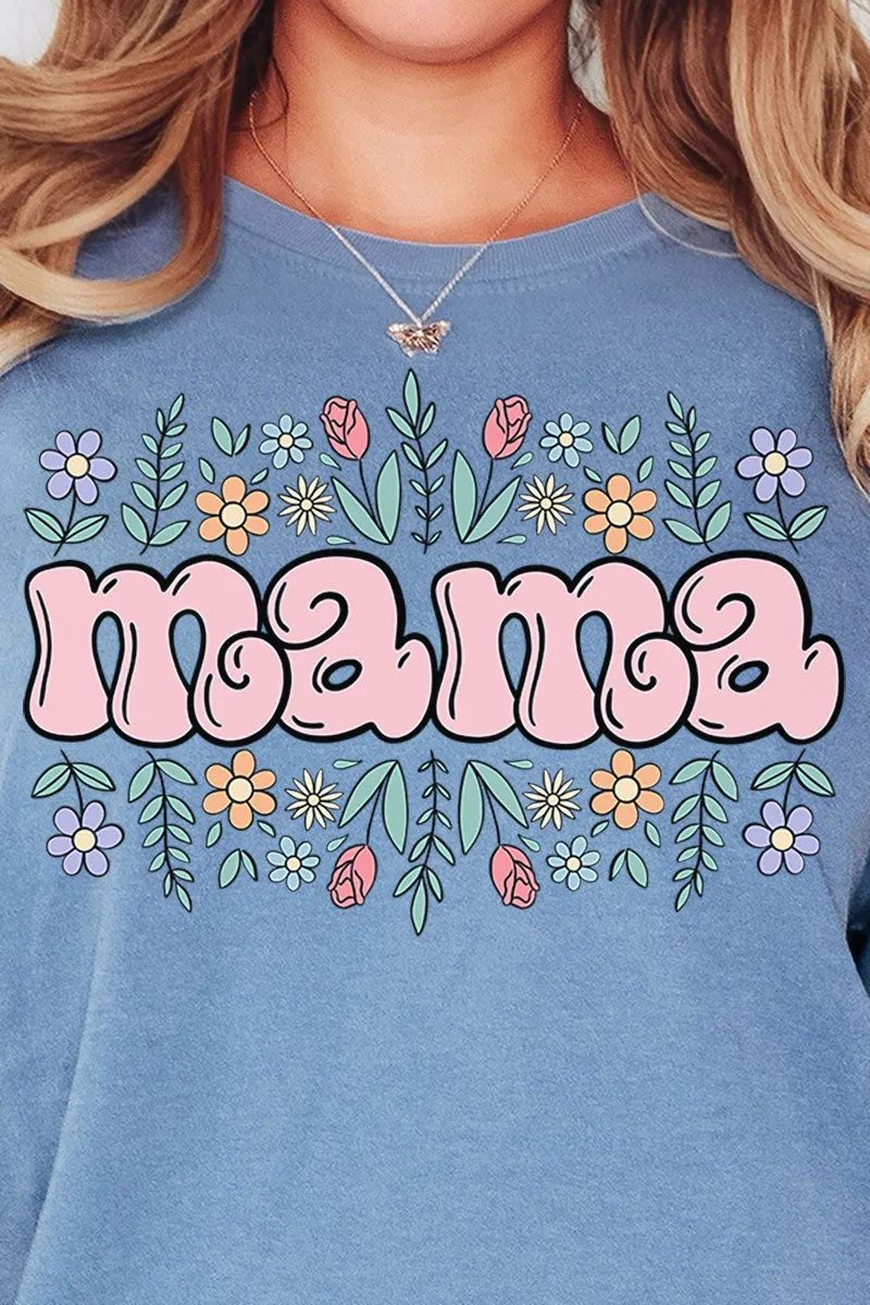 Floral Bubble Mama Comfort Colors Adult Ring-Spun Cotton Tee