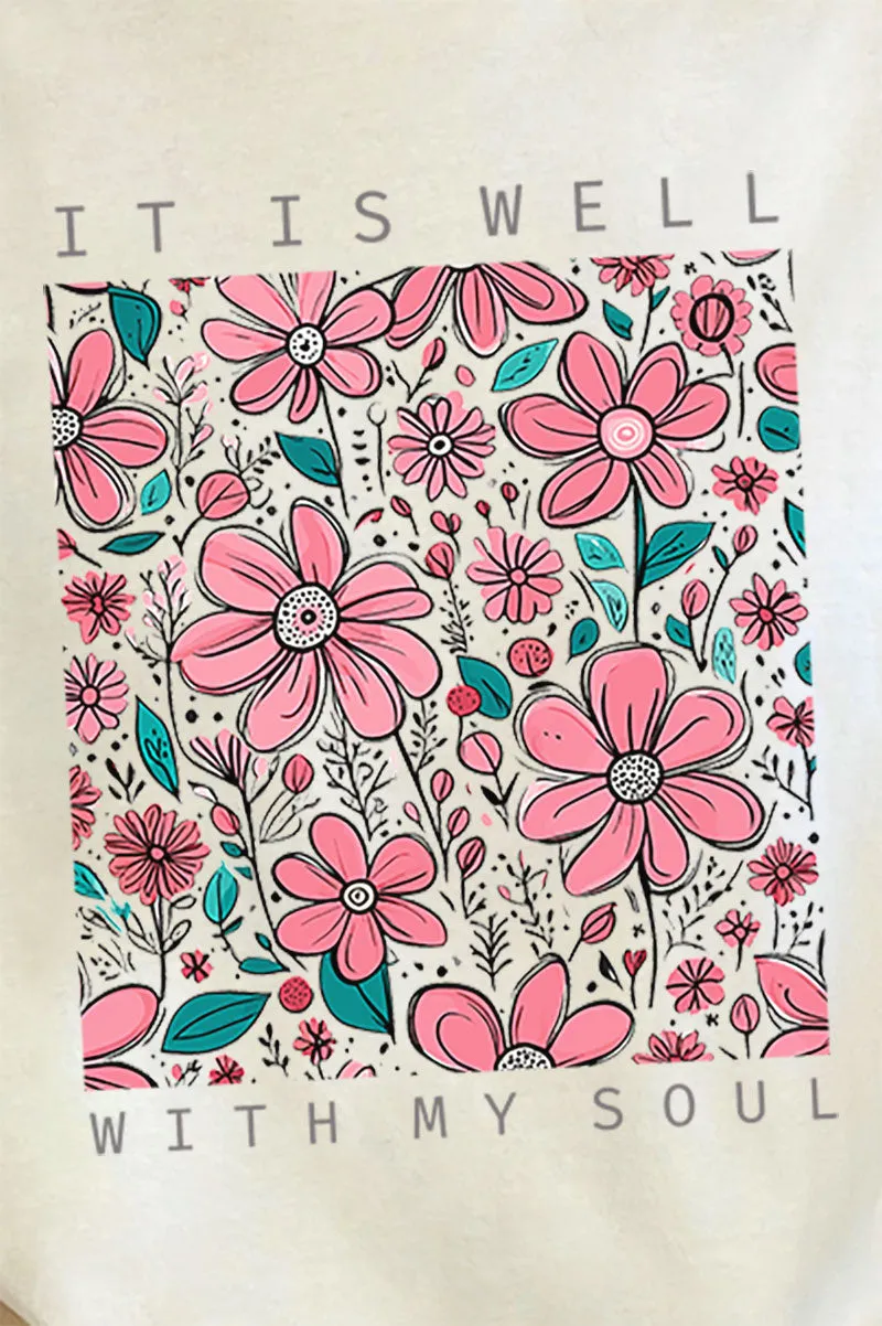 Floral Well With My Soul Comfort Colors Adult Ring-Spun Cotton Tee