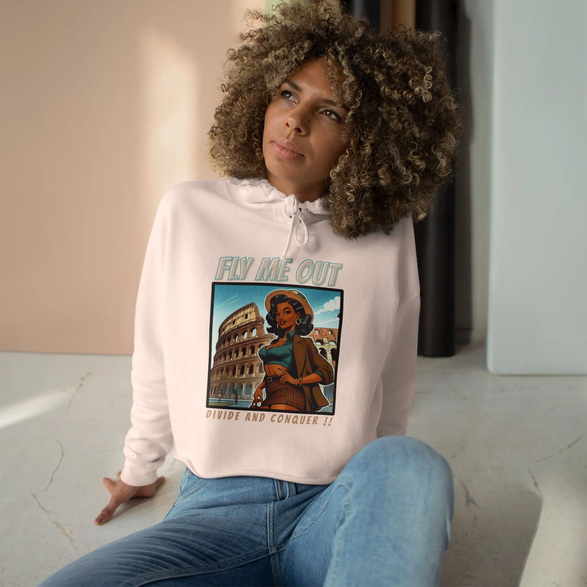 ‘FLY ME OUT’ CROP HOODIE (DIVIDE AND CONQUER)