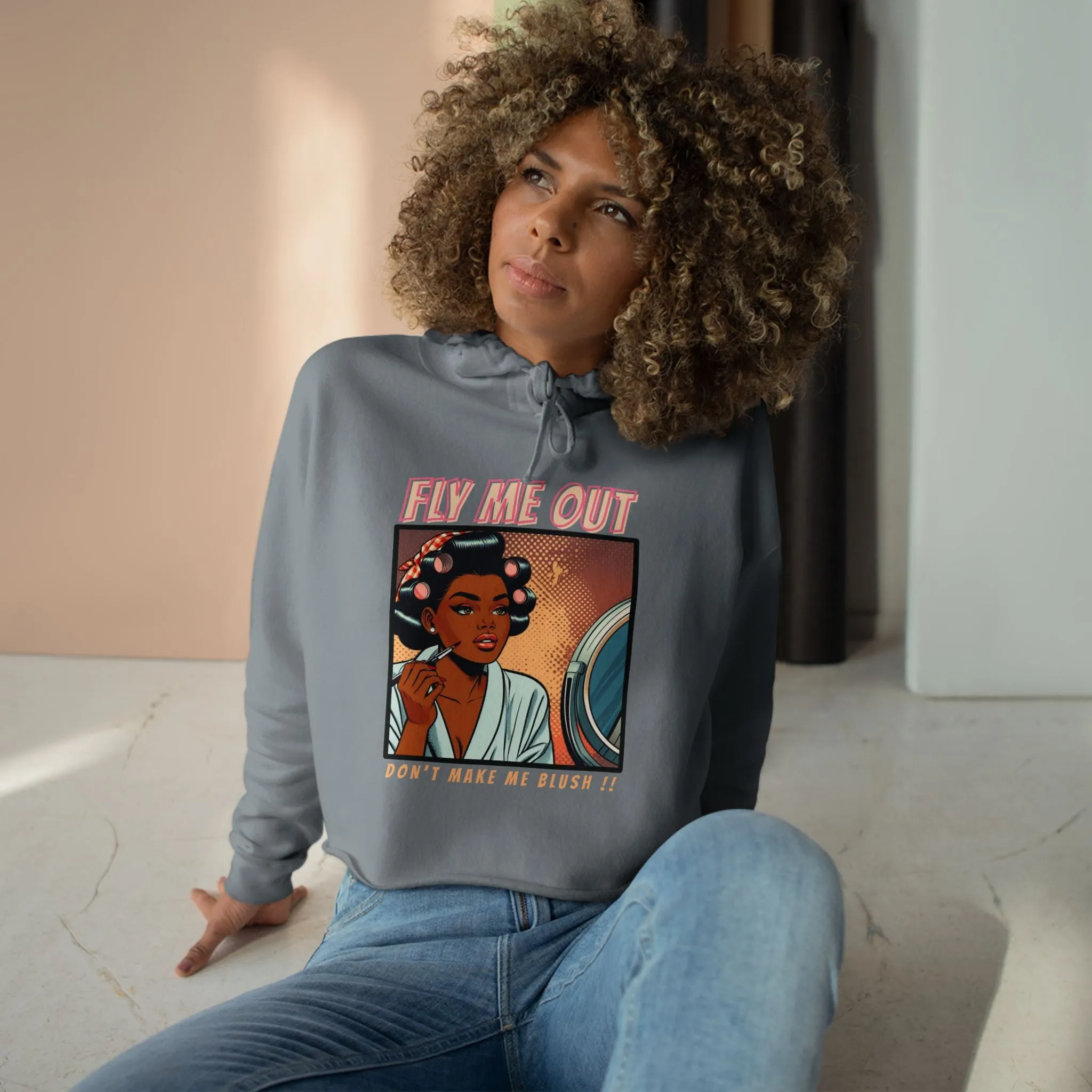 ‘FLY ME OUT’ CROP HOODIE (MAKE ME BLUSH)