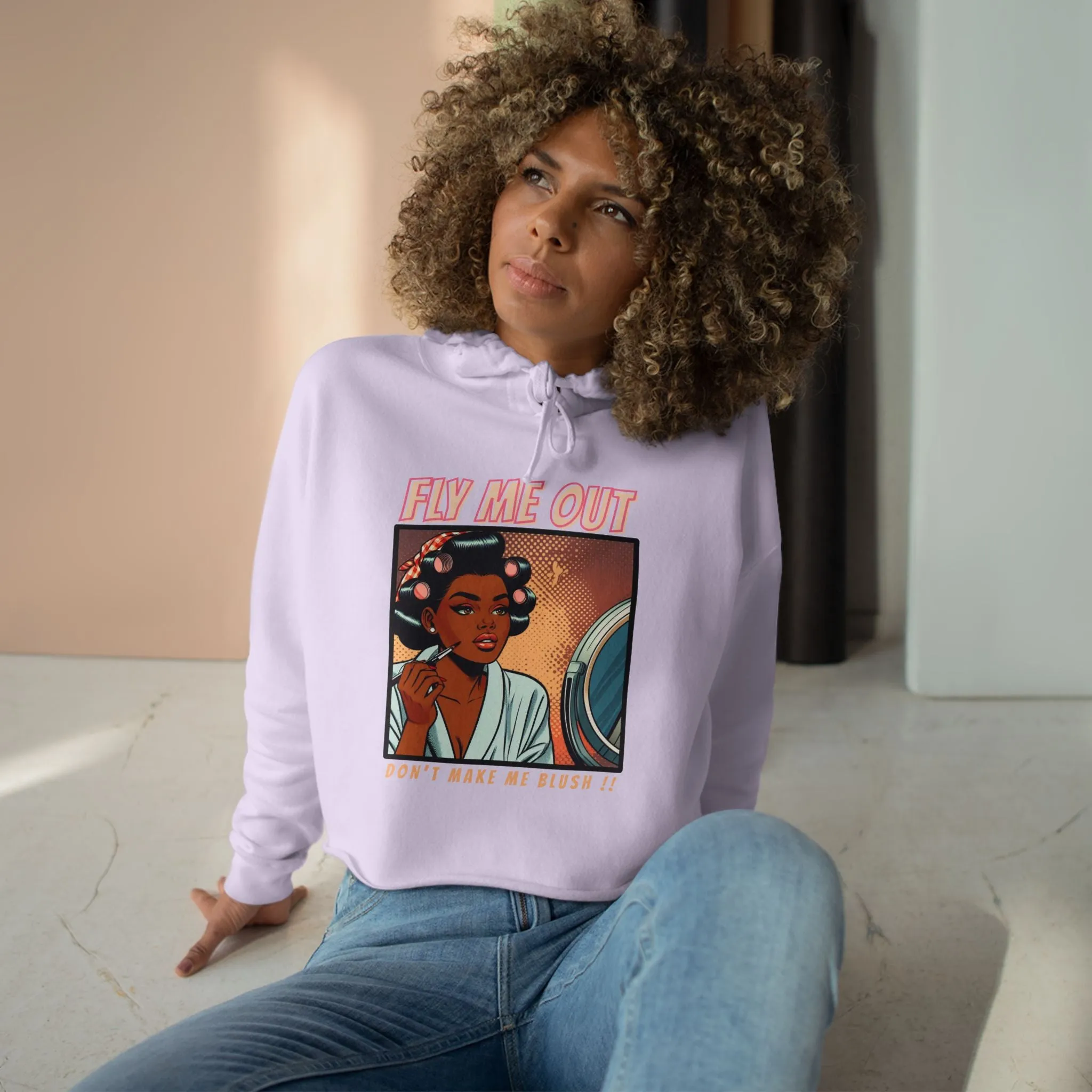‘FLY ME OUT’ CROP HOODIE (MAKE ME BLUSH)