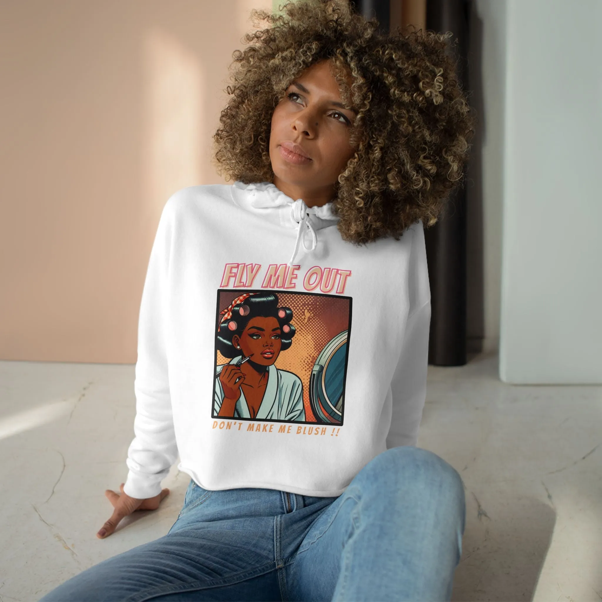 ‘FLY ME OUT’ CROP HOODIE (MAKE ME BLUSH)