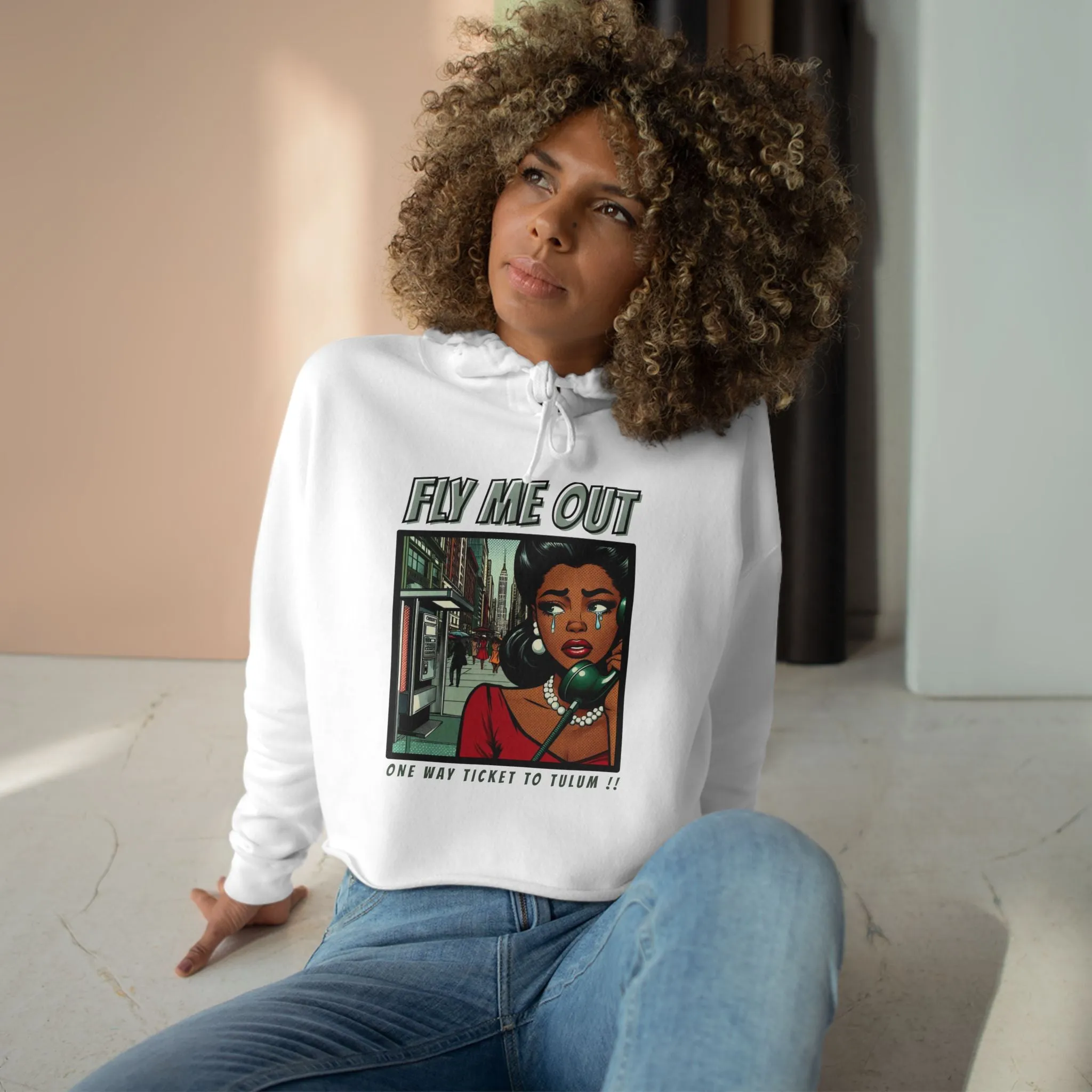 ‘FLY ME OUT’ CROP HOODIE (TULUM)