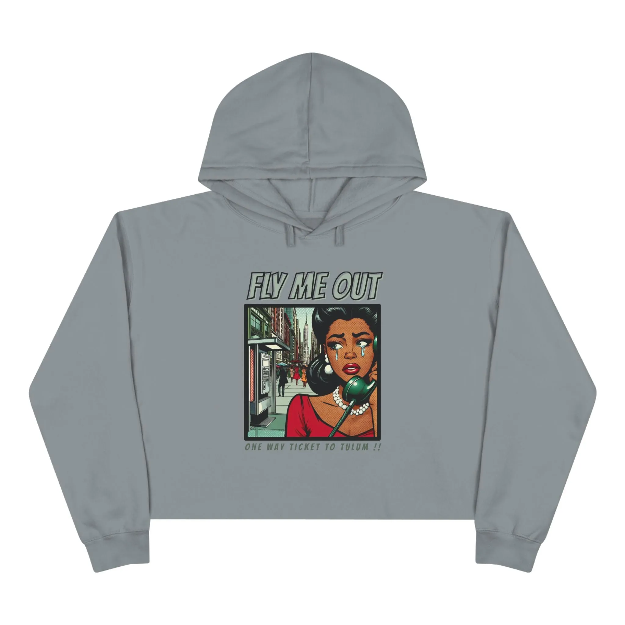 ‘FLY ME OUT’ CROP HOODIE (TULUM)