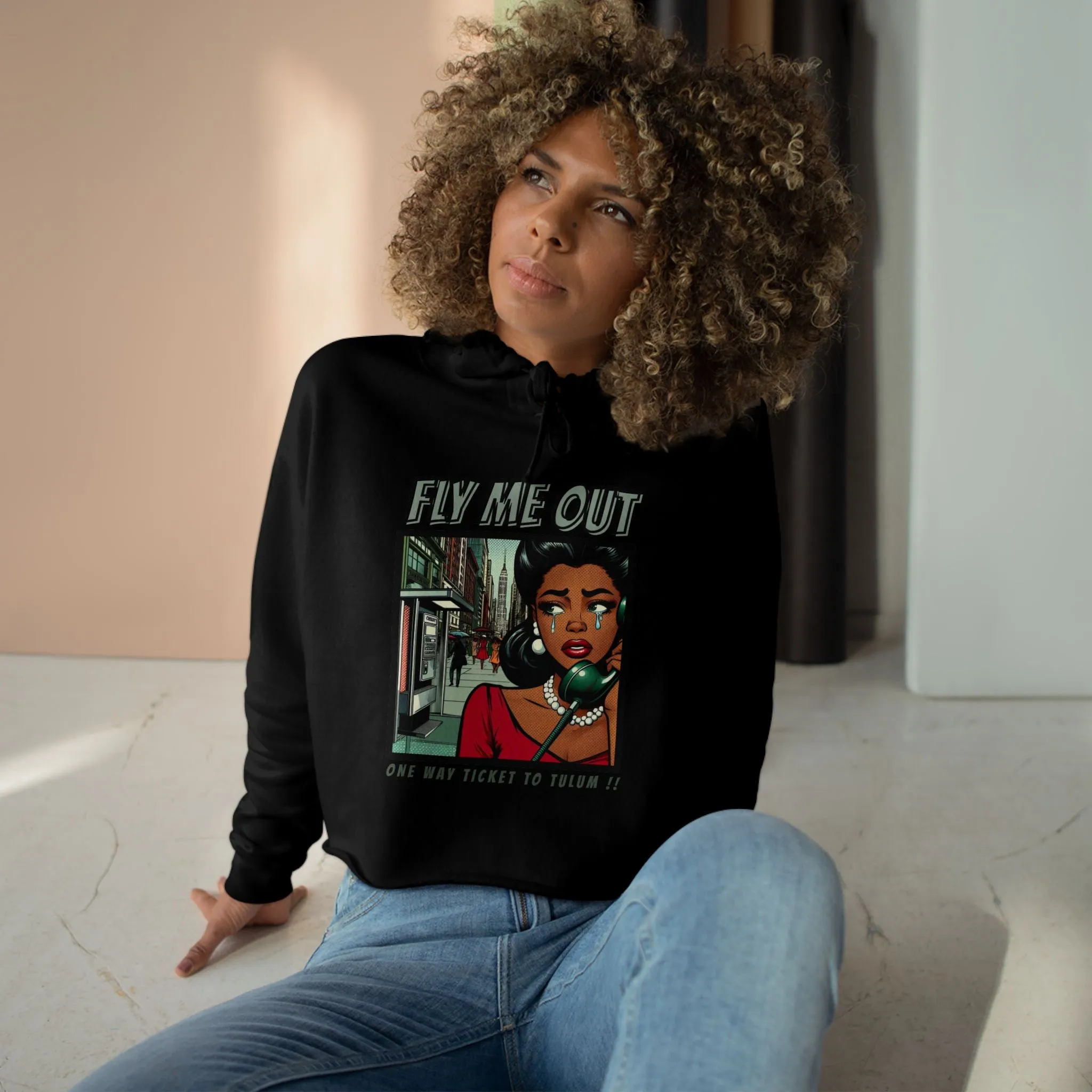 ‘FLY ME OUT’ CROP HOODIE (TULUM)