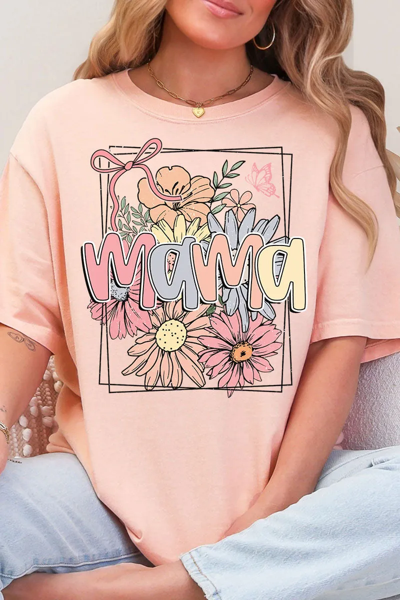 Framed Floral Mama Comfort Colors Adult Ring-Spun Cotton Tee