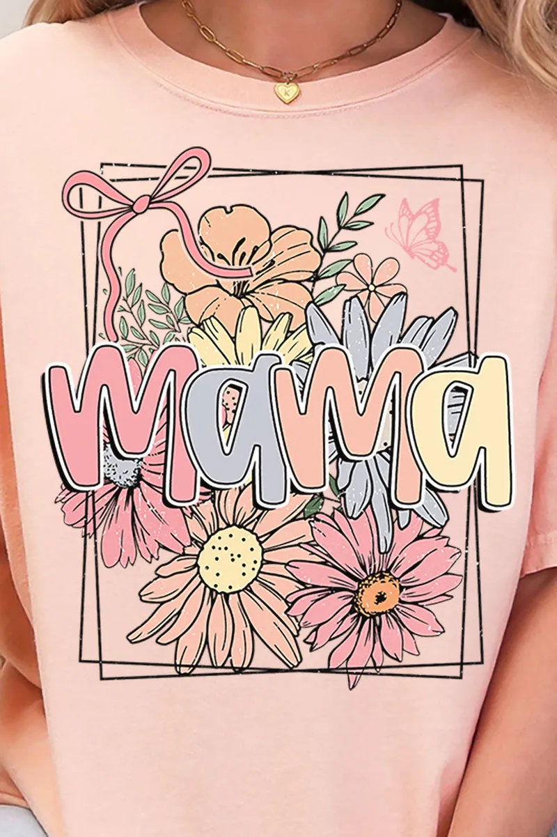 Framed Floral Mama Comfort Colors Adult Ring-Spun Cotton Tee