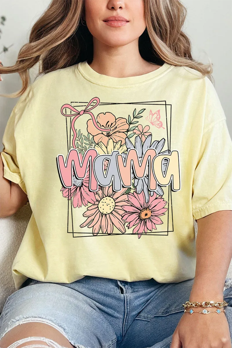 Framed Floral Mama Comfort Colors Adult Ring-Spun Cotton Tee
