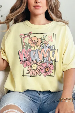 Framed Floral Mama Comfort Colors Adult Ring-Spun Cotton Tee