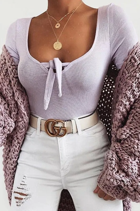 FRANKIE TIE FRONT BODYSUIT WHITE