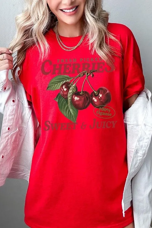 Fresh Picked Cherries Graphic Plus Heavy Cotton T