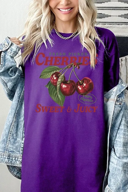 Fresh Picked Cherries Graphic Plus Heavy Cotton T