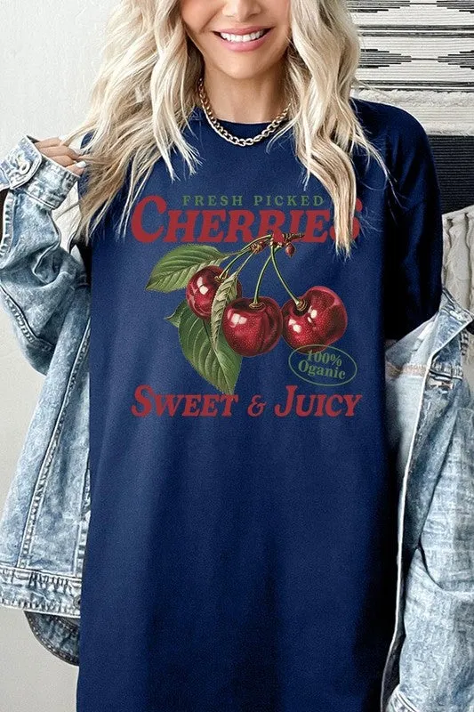 Fresh Picked Cherries Graphic Plus Heavy Cotton T
