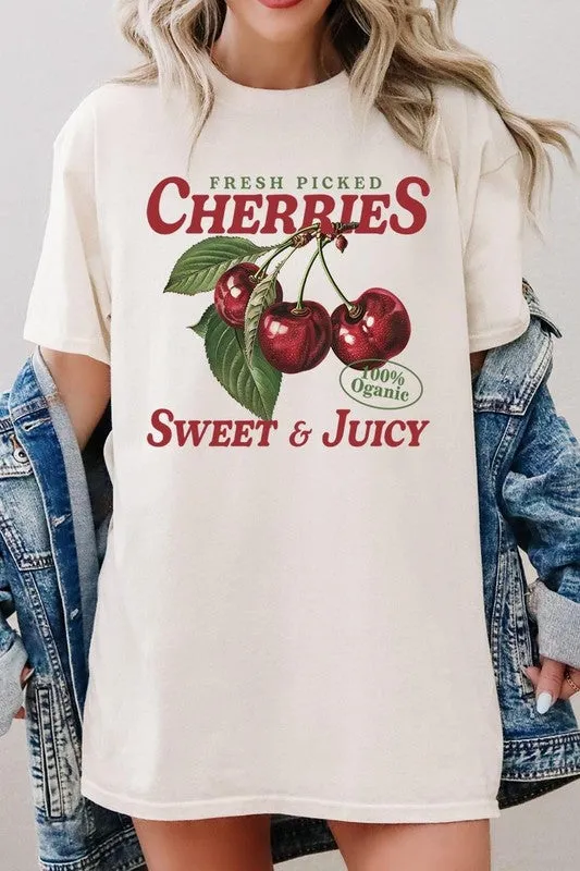 Fresh Picked Cherries Graphic Plus Heavy Cotton T