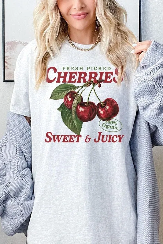 Fresh Picked Cherries Graphic Plus Heavy Cotton T