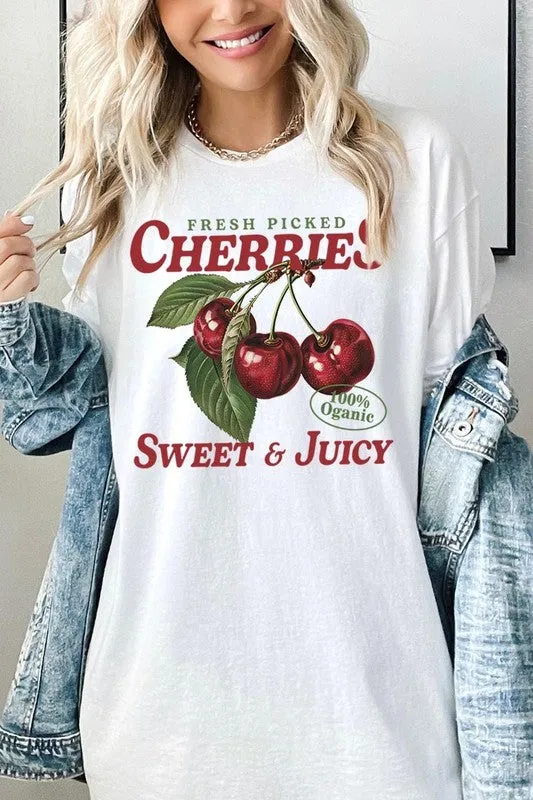 Fresh Picked Cherries Graphic Plus Heavy Cotton T