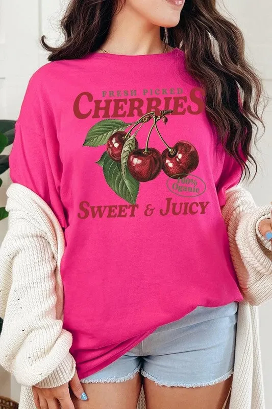 Fresh Picked Cherries Graphic Plus Heavy Cotton T