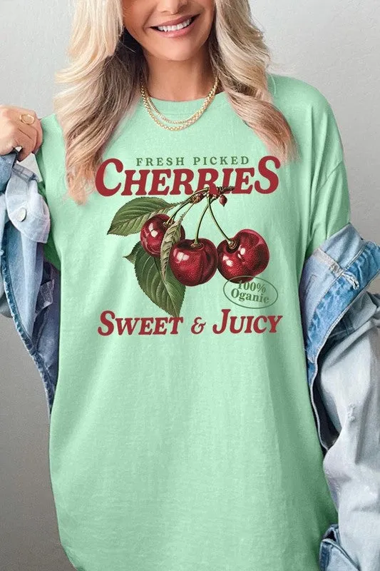 Fresh Picked Cherries Graphic Plus Heavy Cotton T