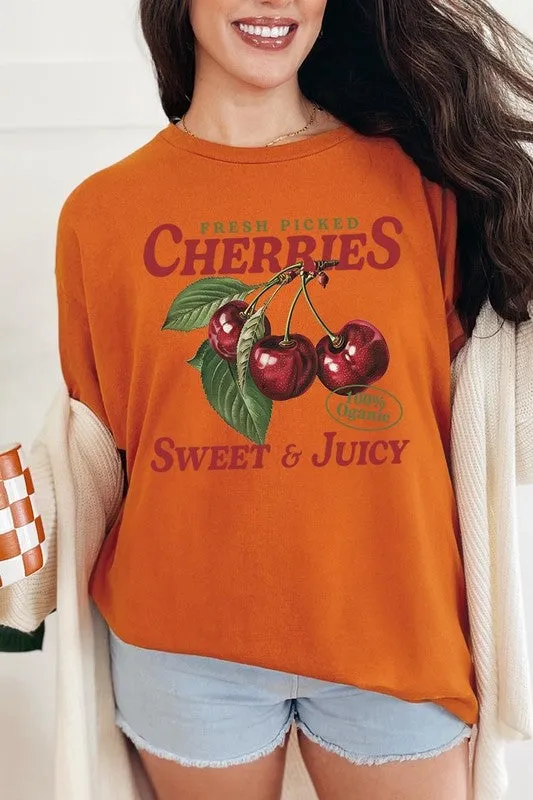 Fresh Picked Cherries Graphic Plus Heavy Cotton T