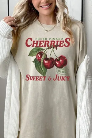 Fresh Picked Cherries Graphic Plus Heavy Cotton T