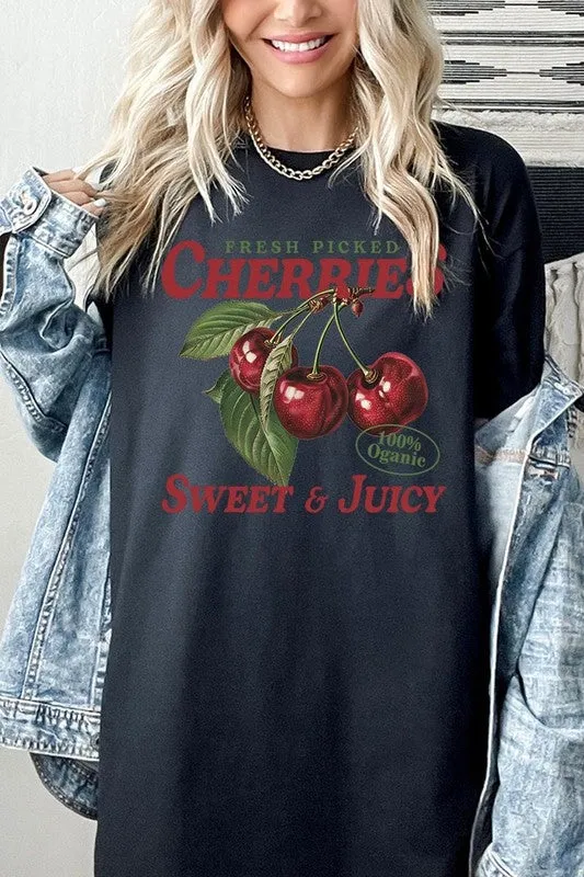 Fresh Picked Cherries Graphic Plus Heavy Cotton T