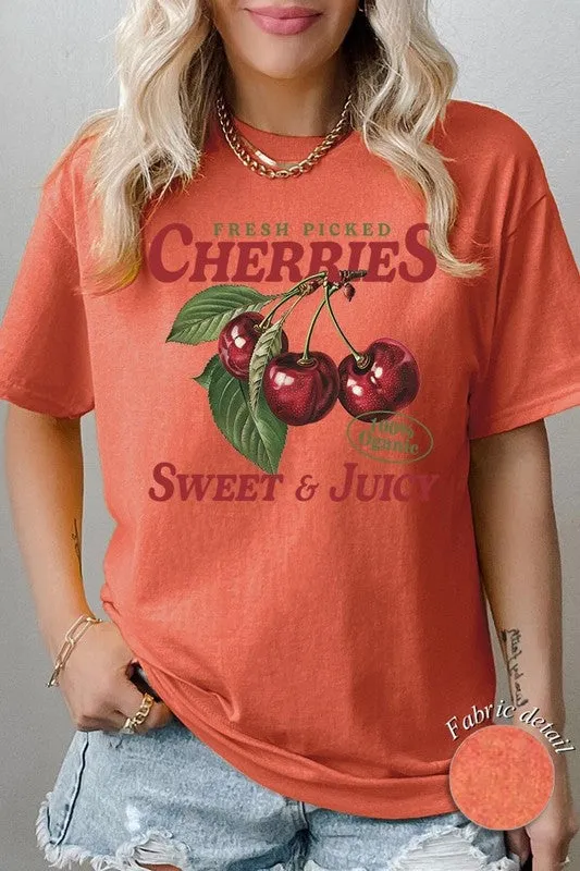 Fresh Picked Cherries Graphic Plus Heavy Cotton T