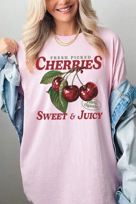 Fresh Picked Cherries Graphic Plus Heavy Cotton T