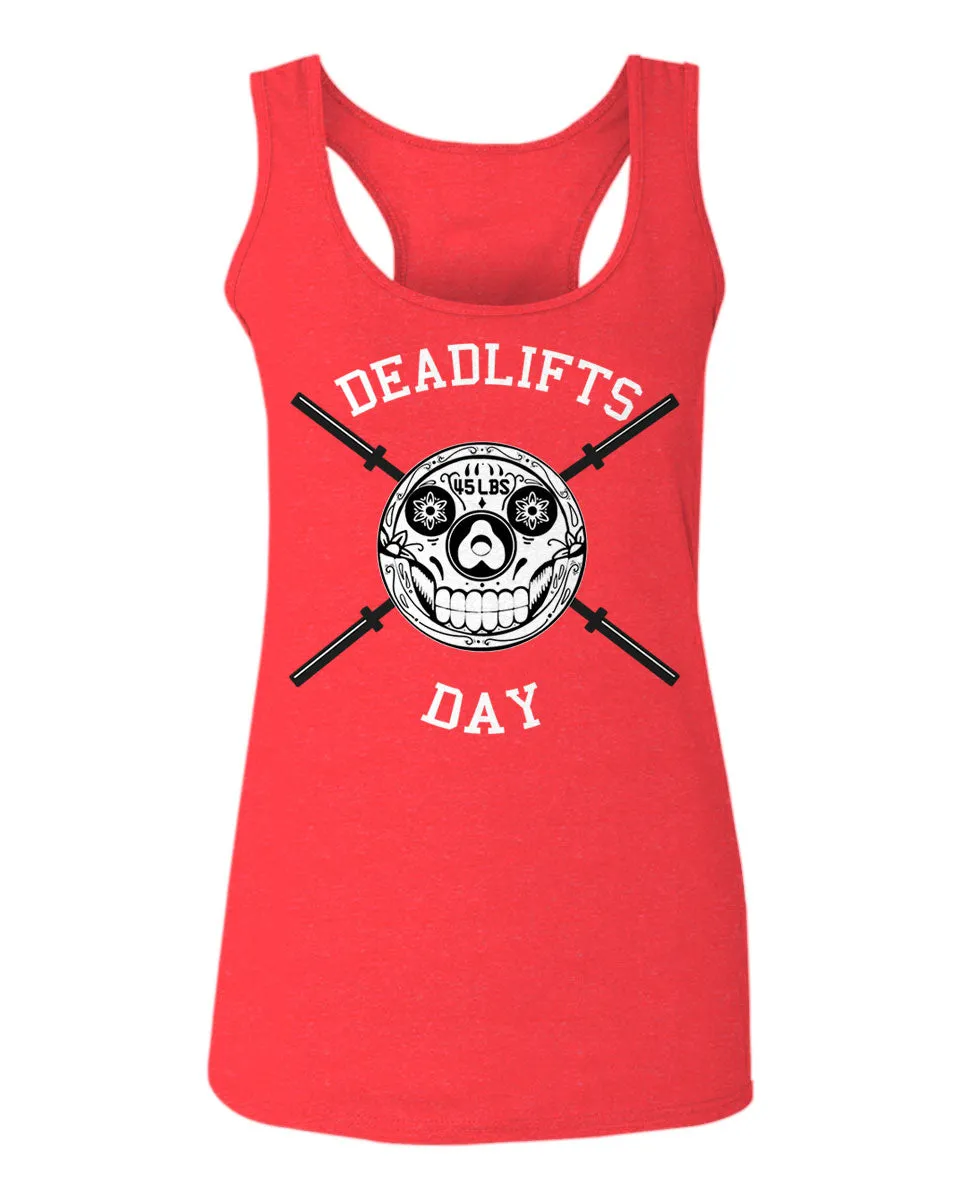Front Graphic Skull Deadlifts Day Fitness Gym Tough Workout  women's Tank Top sleeveless Racerback