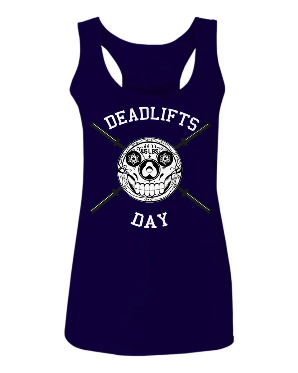 Front Graphic Skull Deadlifts Day Fitness Gym Tough Workout  women's Tank Top sleeveless Racerback