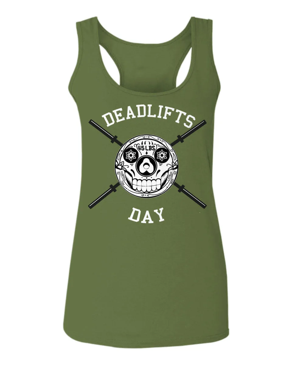 Front Graphic Skull Deadlifts Day Fitness Gym Tough Workout  women's Tank Top sleeveless Racerback