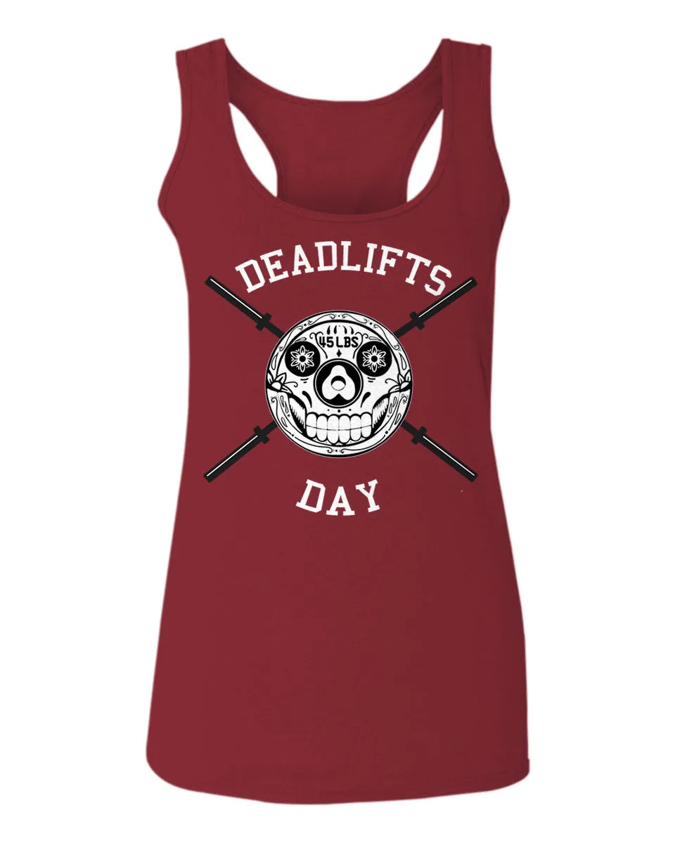 Front Graphic Skull Deadlifts Day Fitness Gym Tough Workout  women's Tank Top sleeveless Racerback
