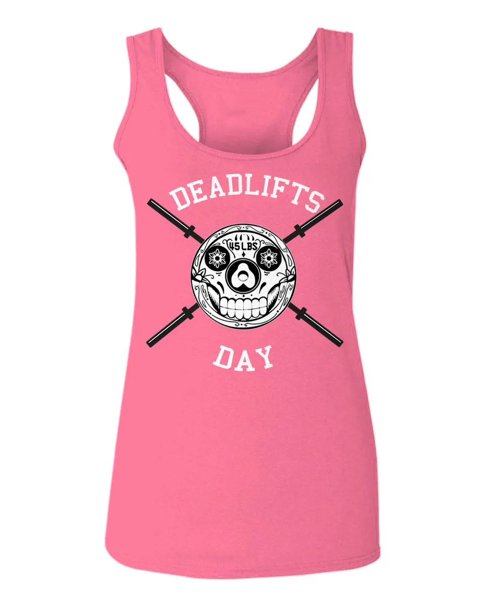 Front Graphic Skull Deadlifts Day Fitness Gym Tough Workout  women's Tank Top sleeveless Racerback