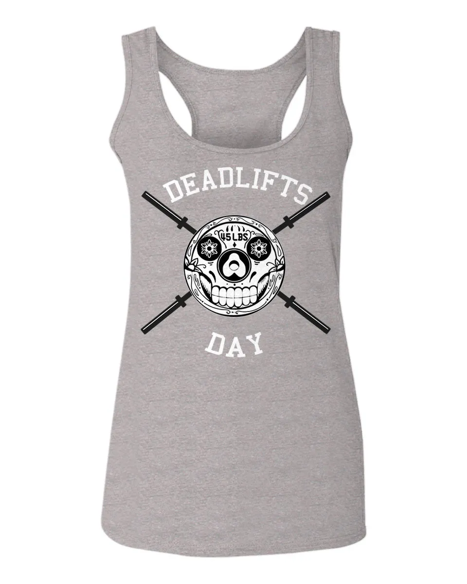 Front Graphic Skull Deadlifts Day Fitness Gym Tough Workout  women's Tank Top sleeveless Racerback