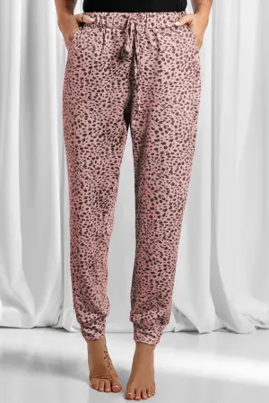 Full Size Leopard Drawstring Pocketed Pants for Women